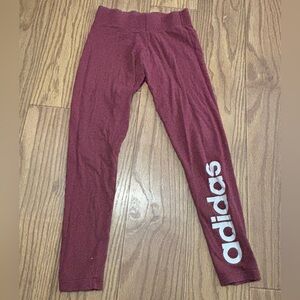 Adidas Burgundy Leggings with Bold White Logo